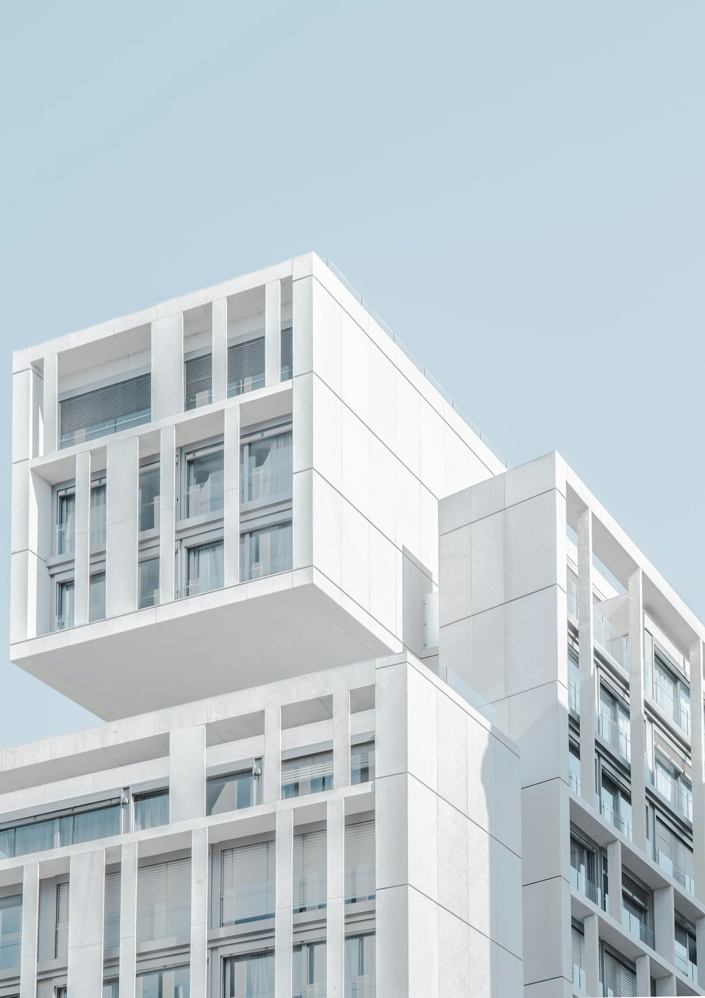White modular facade detail