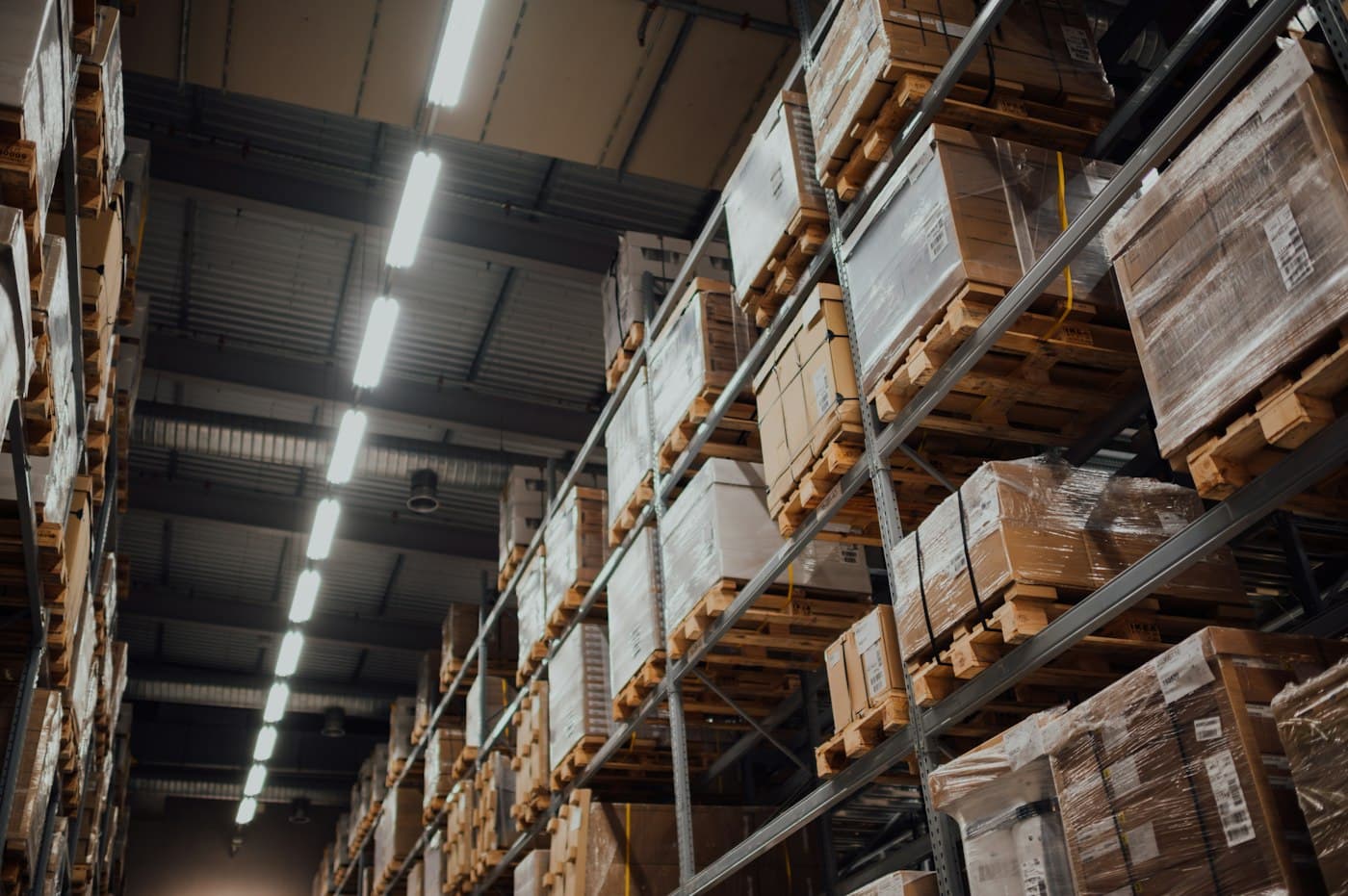 Warehouse aisle with pallet storage
